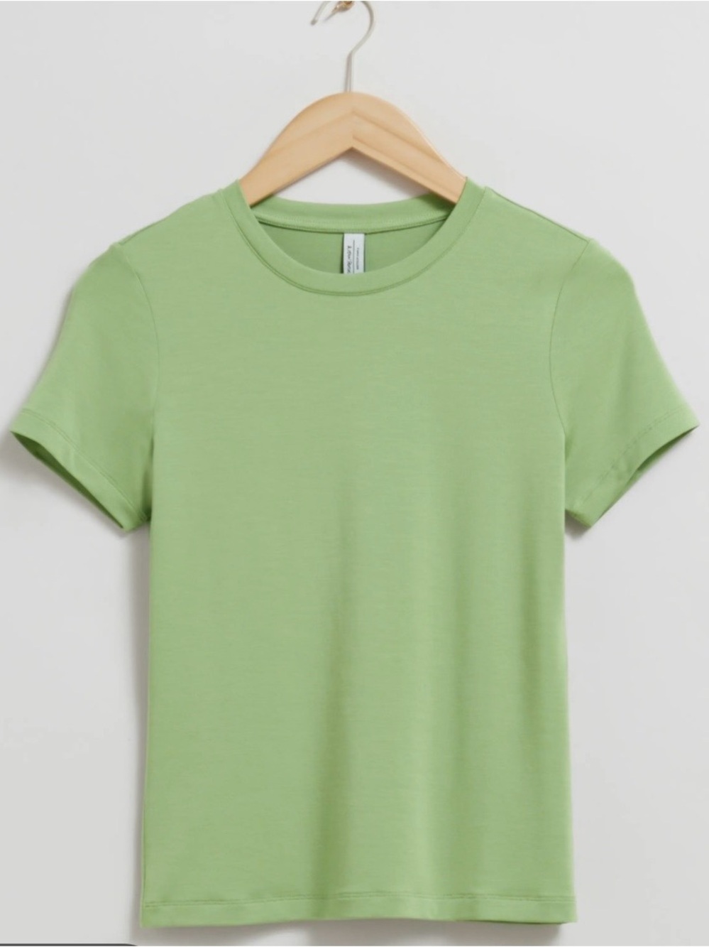 & Other Stories Cotton Classic Pastel Lime Green Crewneck Tee